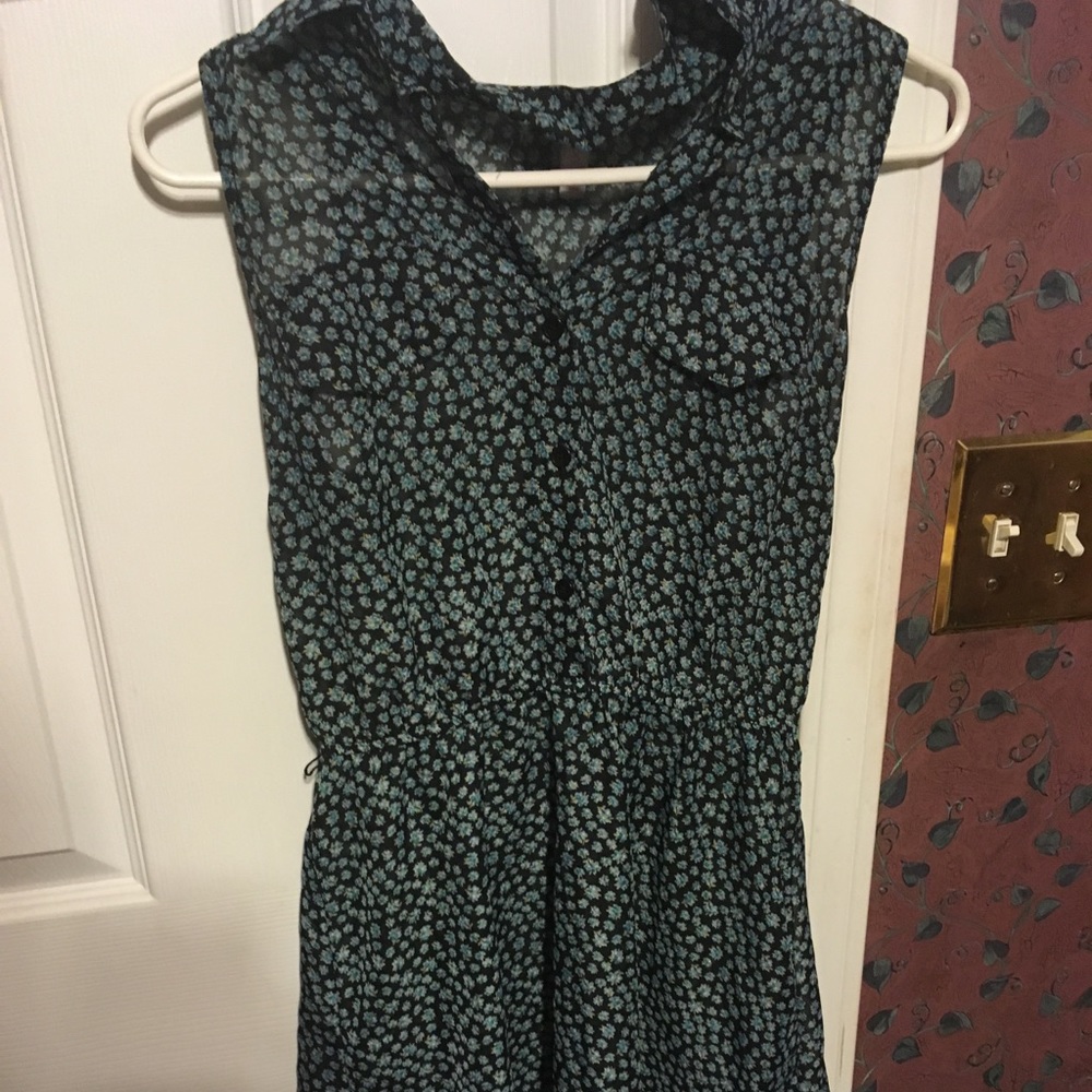 Blue/turquoise animal print sheer dress